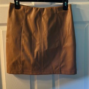 Shinestar Faux Leather Skirt. Tan.